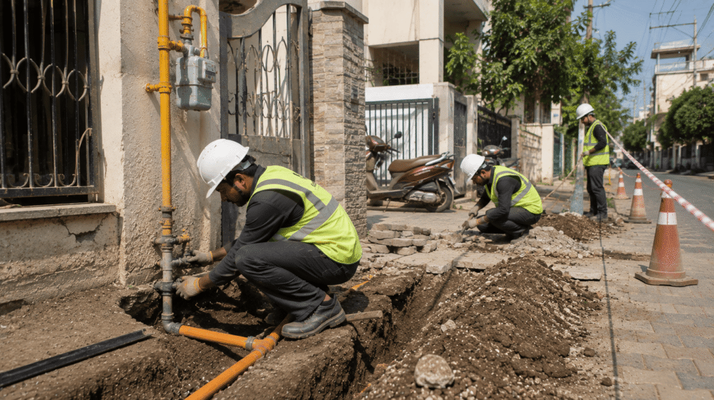 Completed city gas pipeline installation by Sumeru EPC Pvt Ltd for Gujarat Gas in Valsad