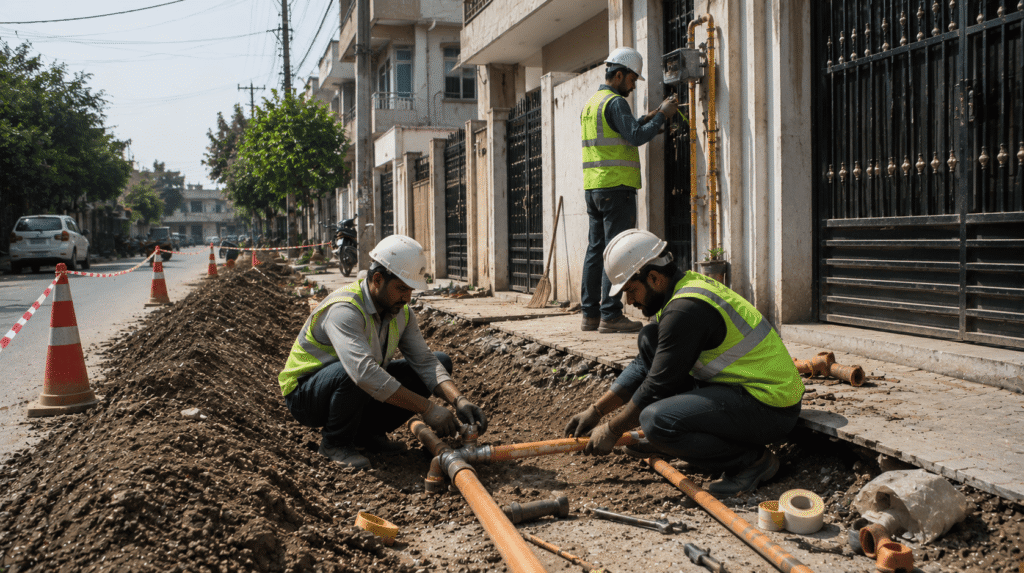 Completed city gas pipeline installation by Sumeru EPC Pvt Ltd for Gujarat Gas in Punjab