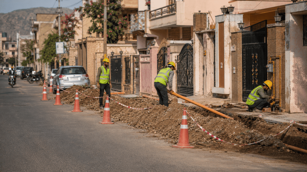 Completed city gas pipeline installation by Sumeru EPC Pvt Ltd for IGL in Ajmer