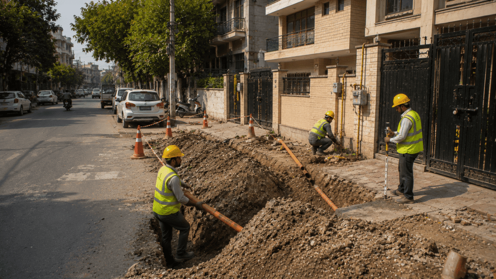 Completed city gas pipeline installation by Sumeru EPC Pvt Ltd for IGL in Delhi