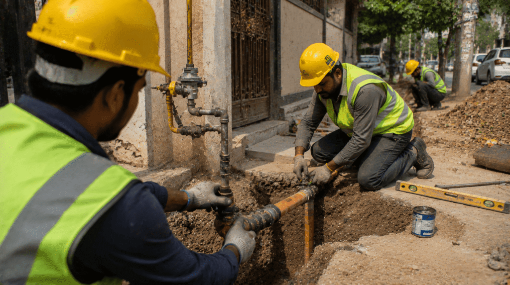 Completed city gas pipeline installation by Sumeru EPC Pvt Ltd for IGL in Delhi
