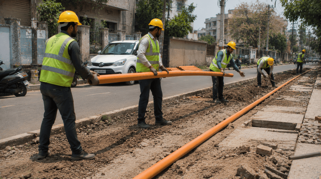 Completed city gas pipeline installation by Sumeru EPC Pvt Ltd for MNGL in Nashik