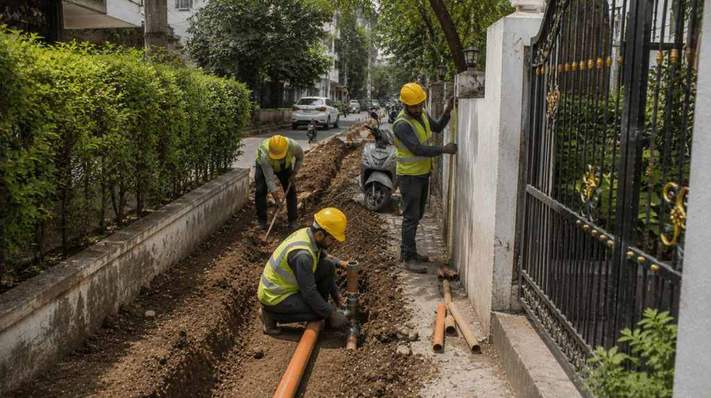 Completed city gas pipeline installation by Sumeru EPC Pvt Ltd for MNGL in Pune