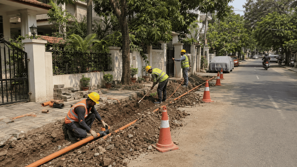 Completed city gas pipeline installation by Sumeru EPC Pvt Ltd for AIL Gas in Bangalore