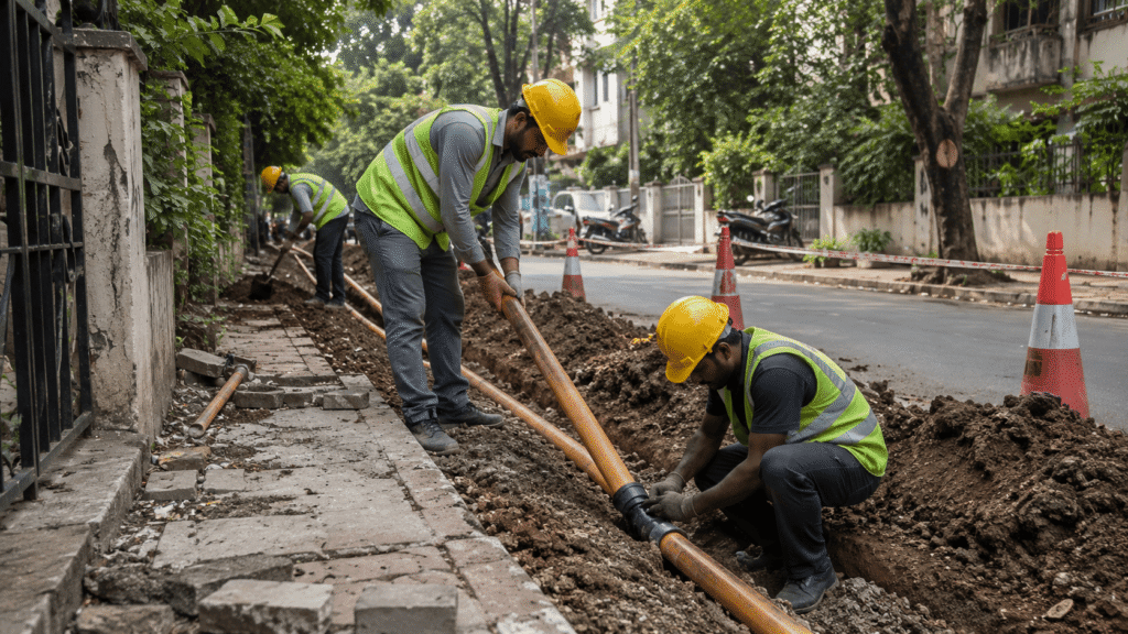 Completed city gas pipeline installation by Sumeru EPC Pvt Ltd for AIL Gas in Bangalore