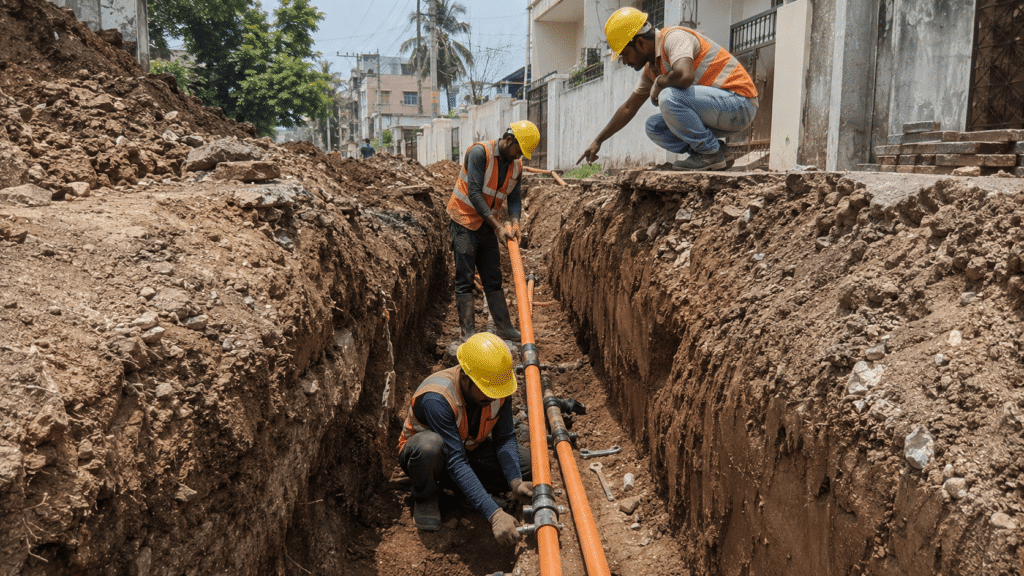 Completed city gas pipeline installation by Sumeru EPC Pvt Ltd for AG&P in Chennai