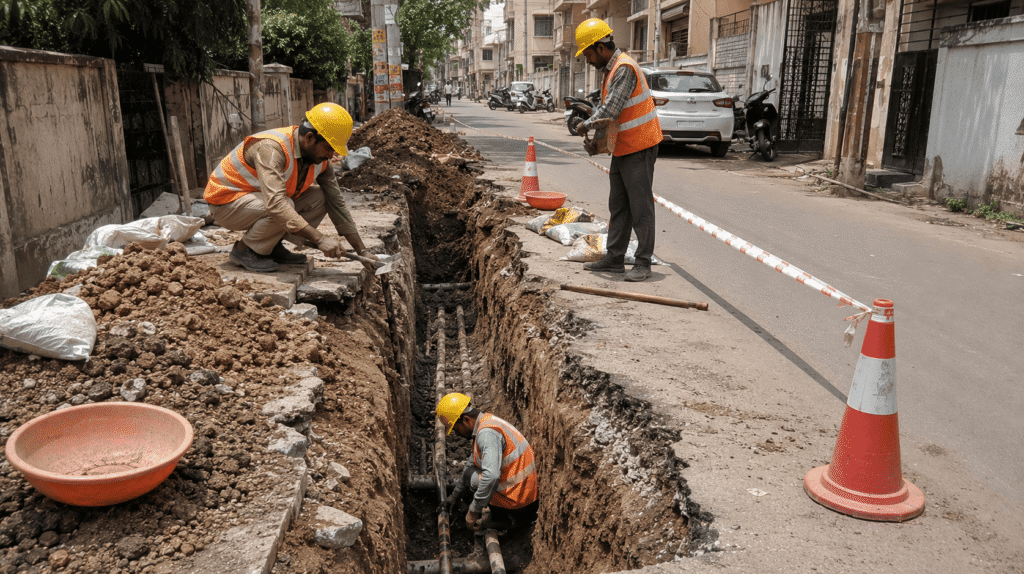 Completed city gas pipeline installation by Sumeru EPC Pvt Ltd for BPCL in Uttar Pradesh