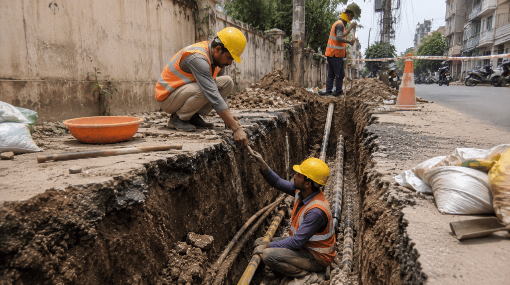Completed city gas pipeline installation by Sumeru EPC Pvt Ltd for BPCL in Uttar Pradesh