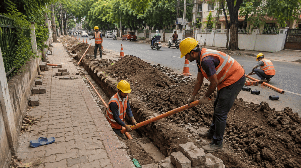 Completed city gas pipeline installation by Sumeru EPC Pvt Ltd for GAIL Gas in Bhubaneswar