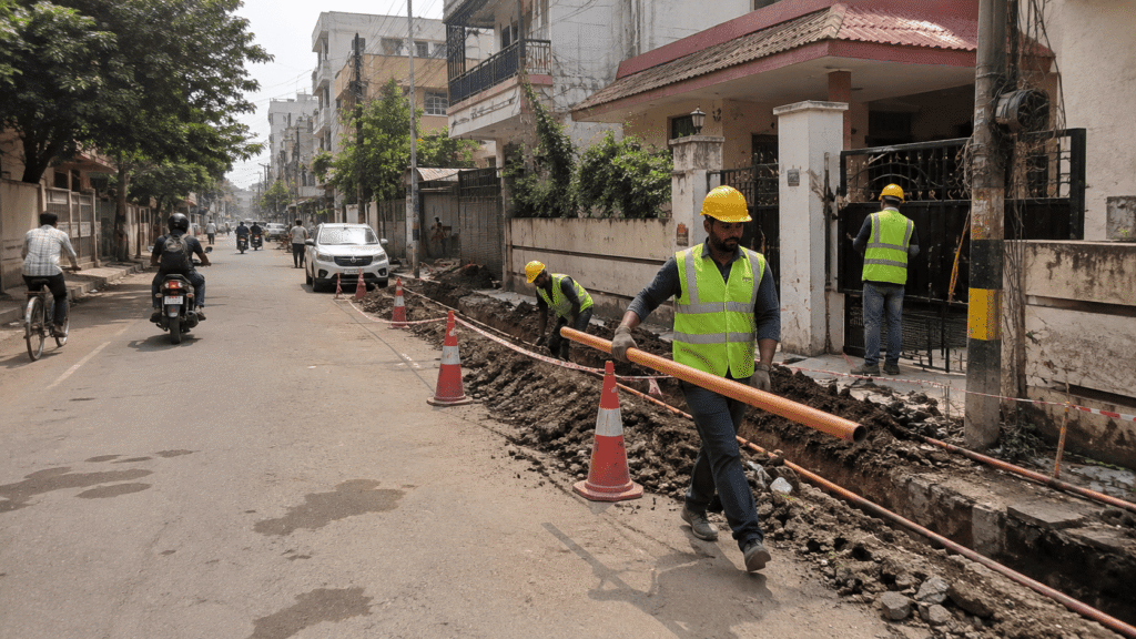 Completed city gas pipeline installation by Sumeru EPC Pvt Ltd for GAIL Gas in Varanasi