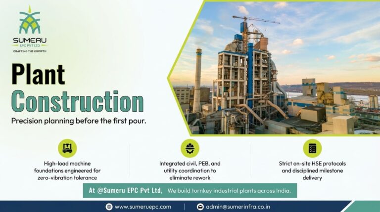 Industrial plant construction ground engineering and precision civil foundation work before concrete pouring in India