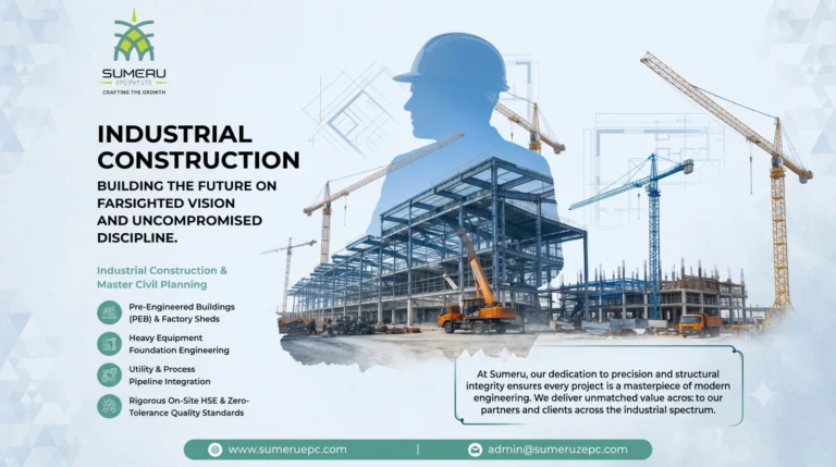 Industrial construction company in India - Sumeru EPC turnkey civil and PEB construction site